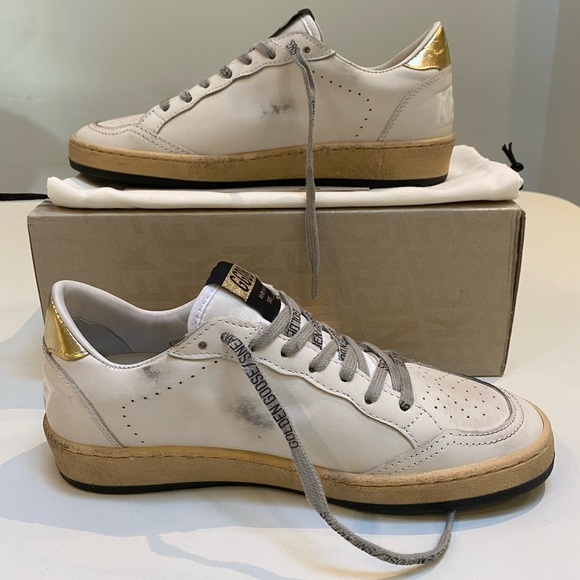 Golden Goose Ball Star Sneaker Milk White Leather/Gold sz 38 New in Box - Picture 4 of 14